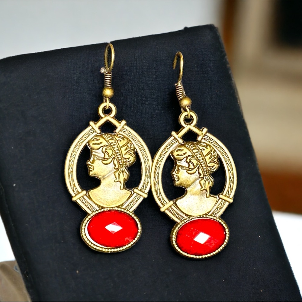 Earrings Greek Goddess Cameo Drop Earrings